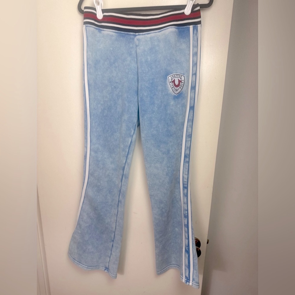 True Religion Washed Blue Bootcut Y2K Inspired Acid Wash Low-rise Track Pant M